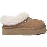 EverAu Australia Women's Real Sheepskin Topknot Leather Platform Slippers with EVA Sole in Gold | Size: 6