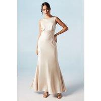 Trailing Bow Back Satin Bridesmaid Dress