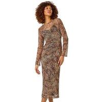 Leopard Mesh Maxi Stretch Dress