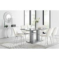 FurnitureboxUK Imperia 6 Grey Dining Table & 6 Pesaro Silver Leg Chairs in Cream