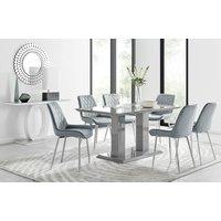 FurnitureboxUK Imperia 6 Grey Dining Table & 6 Pesaro Silver Leg Chairs