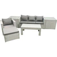 Fimous Outdoor Rattan Garden Furniture Set with Grey Cushions Luxury 5 Seater with Chair & Coffee Table For Conservatory, Patio in Light Grey