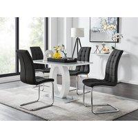 FurnitureboxUK Giovani Grey White Modern High Gloss & Glass Dining Table & 4 Murano Chairs Set in Black