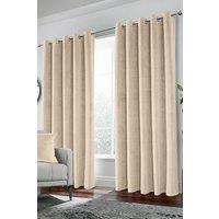 Enhanced Living 100% Blackout Luxury Supersoft Velvet Thermal Eyelet Curtains for Living Room & Bedrooms in Cream | Size: 168 cm width x 229 cm drop