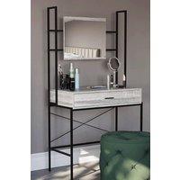 Home Discount Vida Designs Brooklyn 1 Drawer Dressing Table with Built-in Mirror Storage in Grey