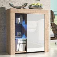 Creative Furniture Serene Sideboard 83cm - A Compact & Elegant Cabinet with Gloss Doors & LED Lights in Light Oak