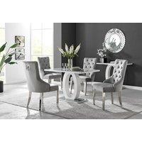 FurnitureboxUK Giovani 4 Grey Dining Table & 4 Velvet Belgravia Chairs
