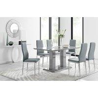 FurnitureboxUK Imperia Grey Modern High Gloss Dining Table & 6 Milan Dining Chairs Set