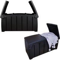 Samuel Alexander 1.15m x 61cm Large Black Garden Storage Box with 300 Litre Capacity with Padlockable Lid | Size: 1.15m x 61 cm