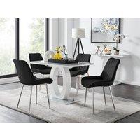 FurnitureboxUK Giovani 4 Grey Dining Table & 4 Pesaro Silver Leg Chairs in Black