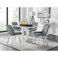 FurnitureboxUK Giovani 4 Grey Dining Table & 4 Pesaro Silver Leg Chairs