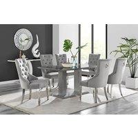 FurnitureboxUK Imperia 6 Grey Dining Table & 6 Velvet Belgravia Chairs