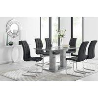 FurnitureboxUK Imperia 6 Grey Dining Table & 6 Murano Chairs in Black