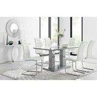 FurnitureboxUK Imperia 6 Grey Dining Table & 6 Murano Chairs in Off-White