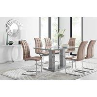 FurnitureboxUK Imperia 6 Grey Dining Table & 6 Murano Chairs in Beige