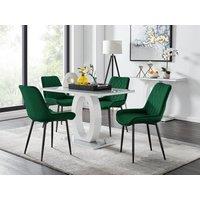 FurnitureboxUK Giovani 4 Grey Dining Table & 4 Pesaro Black Leg Chairs in Green