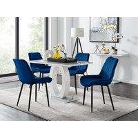FurnitureboxUK Giovani 4 Grey Dining Table & 4 Pesaro Black Leg Chairs in Navy