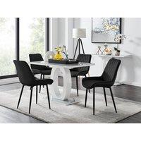 FurnitureboxUK Giovani 4 Grey Dining Table & 4 Pesaro Black Leg Chairs