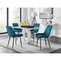 FurnitureboxUK Giovani 4 Grey Dining Table & 4 Pesaro Black Leg Chairs in Blue