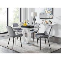 FurnitureboxUK Giovani 4 Grey Dining Table & 4 Pesaro Black Leg Chairs