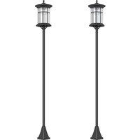 OUTSUNNY LED Outdoor Solar Post Lights, Waterproof IP44, Cool White, 2 Pack in Black