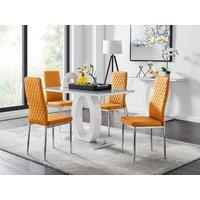 FurnitureboxUK Giovani Grey White Modern High Gloss & Glass Dining Table & 4 Milan Chairs Set in Mustard