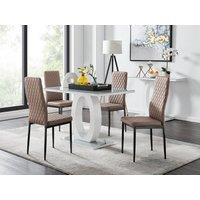 FurnitureboxUK Giovani 4 Grey Dining Table & 4 Milan Black Leg Chairs in Beige
