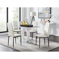 FurnitureboxUK Giovani 4 Grey Dining Table & 4 Milan Black Leg Chairs in Off-White
