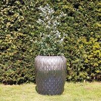 Primrose Two-Tone Textured Terracotta Round Planter In Metalic Two Tone 103cm in Metallics