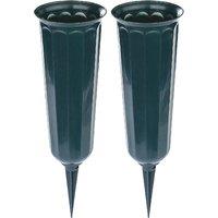mysmartbuy 2 x Cemetery Vases - Weather Resistant Plastic Spiked Memorial Grave Vase for Fresh or Artificial Flowers - Each H25.5 x 7.5cm