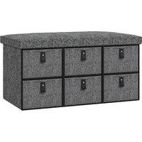 HOMCOM Shoe Bench with Cushioned Seat, 6 Fabric Drawers for Entryway Hallway in Dark Grey