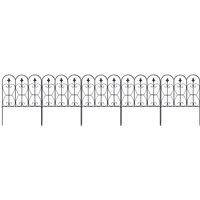Costway Decorative Garden Fence Folding Wire Patio Fences W/ Arched Design in Black