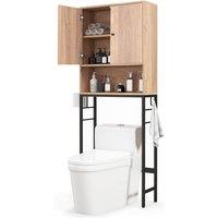Costway Over The Toilet Storage Cabinet Free Standing Toilet Rack-Natural in Natural