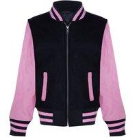 Infinity Leather Varsity Bomber Real Leather Sleeves Jacket 3-13 yrs in Black | Size: 3-4 Years