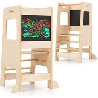 Costway Kids Kitchen Step Stool 2-In-1 Toddler Standing Tower-Natural in Natural