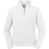 Russell Men's Authentic Zip Neck Sweatshirt in White | Size: Medium