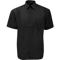 Russell Men's Collection Short Sleeve Poly-Cotton Easy Care Poplin Shirt in Black | Size: 18 inches