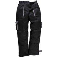 Portwest Men's Contrast Workwear Trousers (TX11) Pants in Jet Black | Size: Small
