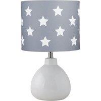 First Choice Lighting Tuscan - White Ceramic Lamp with Grey & White Stars Shade