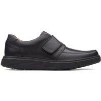 Clarks Men's Un Abode Strap Loafer Black Leather Loafers, Riptape | Size: 10-Wide Fit