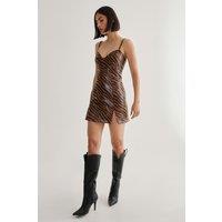 NastyGal Women's Neutral Zebra Faux Leather Mini Dress | Size: 6