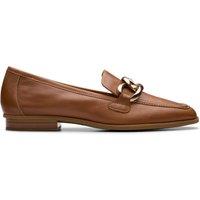 Clarks Women's Sarafyna Iris Loafer Tan Leather Loafers, Slip Ons in Brown | Size: 7-Standard Fit