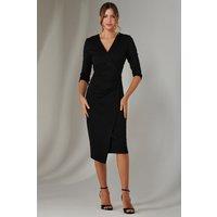 Jolie Moi Women's Metallic Wrap Bodycon Dress in Black | Size: 18