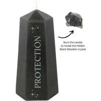 KDMD Protection Crystal Candle with Rough Black Obsidian