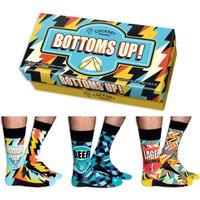 Cockney Spaniel Men's Funny 3 Pairs of Socks Gift Box - Bottoms Up | Size: 6-11