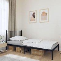 Berkfield Home Metal Bed Frame with Headboard Black 107x203 cm