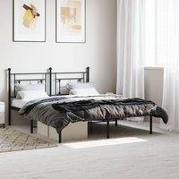 Berkfield Home Metal Bed Frame with Headboard Black 160x200 cm