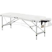 HOMCOM Portable Massage Table Beauty Therapy Couch Bed Spa Aluminum in White | Size: Single