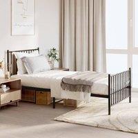 Berkfield Home Metal Bed Frame with Headboard & Footboard Black 90x190 cm Single