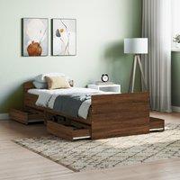 Berkfield Home Bed Frame with Headboard & Footboard Brown Oak 75x190 cm Small Single